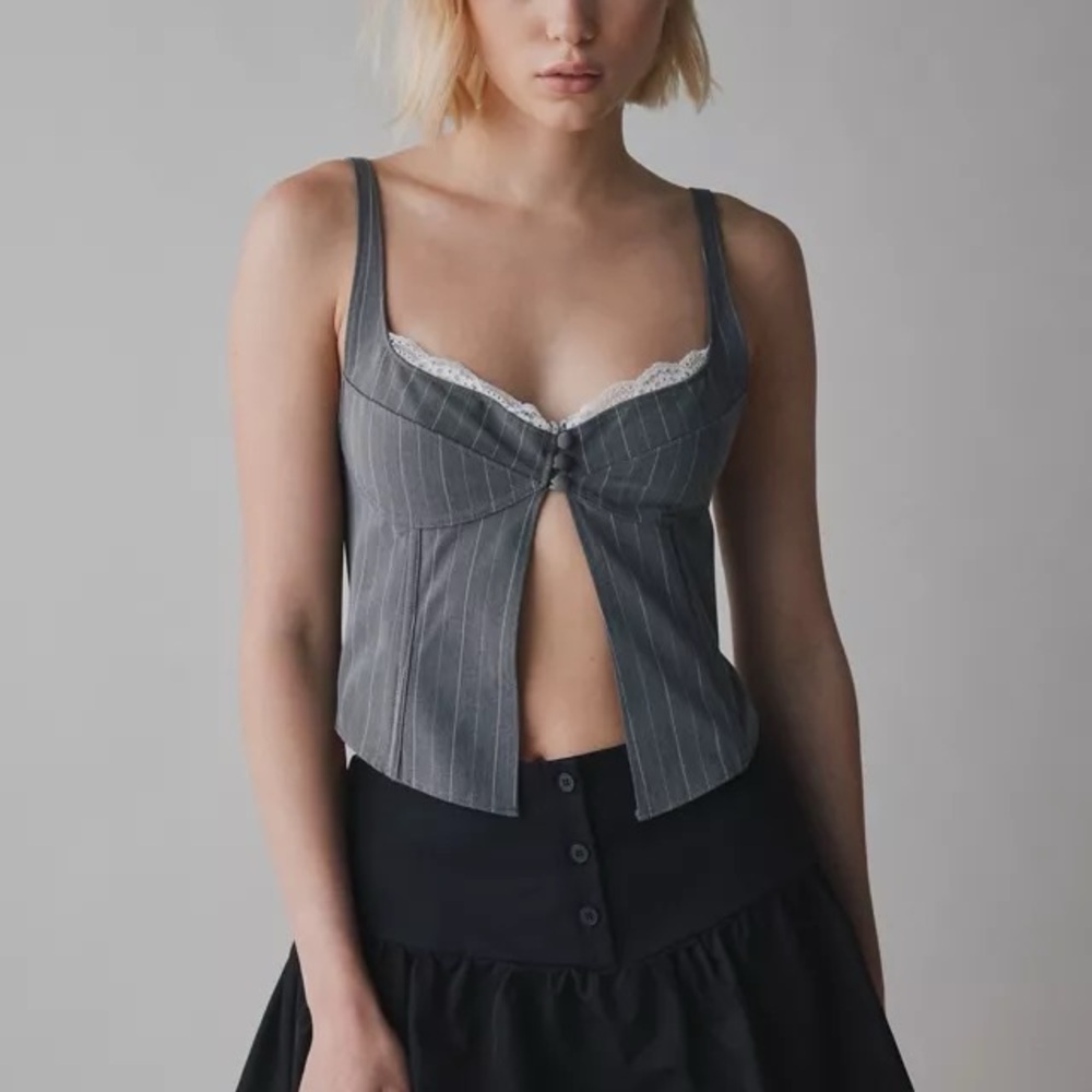 Urban Outfitters Out From Under Dolce Verano Pinstripe Flyaway Corset Cami